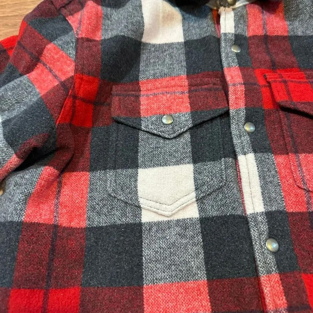 Old Navy Plaid Sherpa-Lined Jacket Red Black White | Men Size Large - Picture 4 of 12